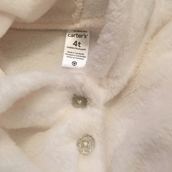 Carter’s Kids White Pullover Hoodie Sweater w ears - Picture 2 of 4
